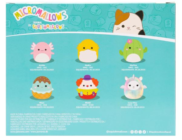 SQUISHMALLOWS - MICROMALLOWS 2.5 INCH 6 PACK - ARCHIE, RODRY, MARITZA, MAYA, BIMBI, AND LUCY-MAY on Sale