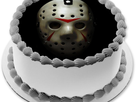 Friday the 13th Hockey Mask Jason Voorhees Scary Halloween Horror Movie Edible Cake Topper Image ABPID52753 Online now