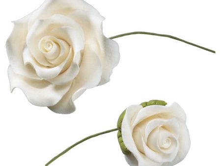 White Roses Assortment Gum Paste Flowers For Discount