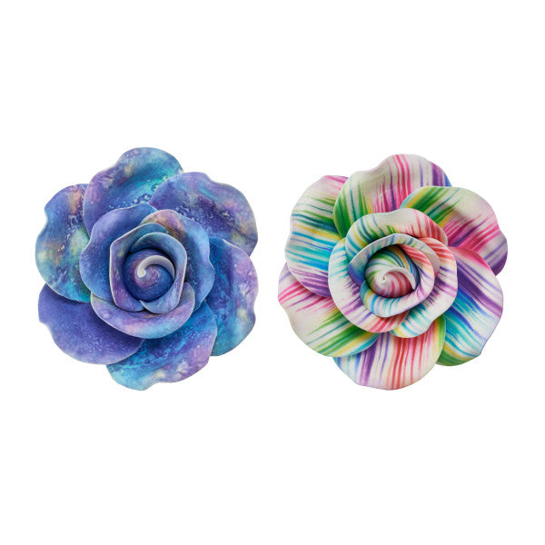 Painted Colors Printed Rose Assortment Gum Paste Flowers on Sale