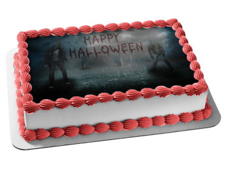 Happy Halloween Scary Zombies Edible Cake Topper Image ABPID52702 Discount