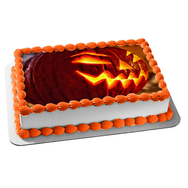 Scary Jack-O-Lantern Halloween Pumpkin Edible Cake Topper Image ABPID52625 Sale