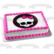 Monster High Skullette Pretty Pink Bow Skull Skeleton Background Pink Border Edible Cake Topper Image ABPID52762 Online Sale