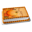 Happy Thanksgiving Pumpkin Fall Colored Leaves Edible Cake Topper Image ABPID52714 Online Sale