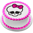 Monster High Skull Pink Bow Pretty Edible Cake Topper Image ABPID52761 on Sale