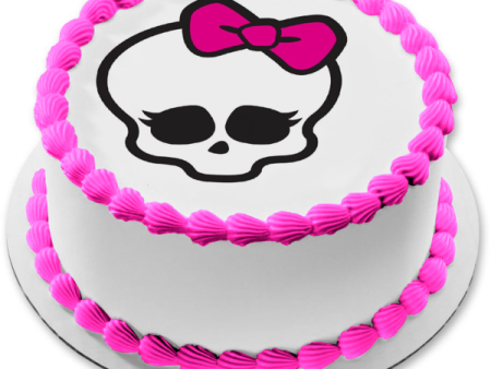 Monster High Skull Pink Bow Pretty Edible Cake Topper Image ABPID52761 on Sale