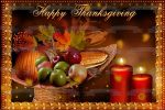 Happy Thanksgiving Pumpkin Apples Fall Colored Leaves Candles Corn Cobs Edible Cake Topper Image ABPID52717 Supply