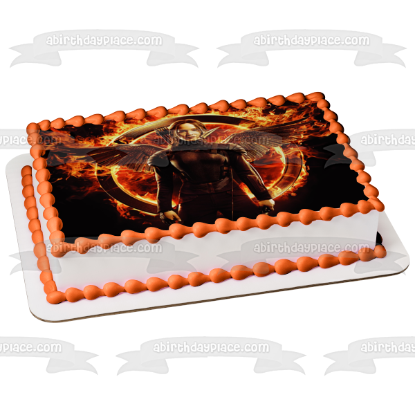 Hunger Games Katniss Mockinjay Fire Wings Edible Cake Topper Image ABPID52756 For Cheap