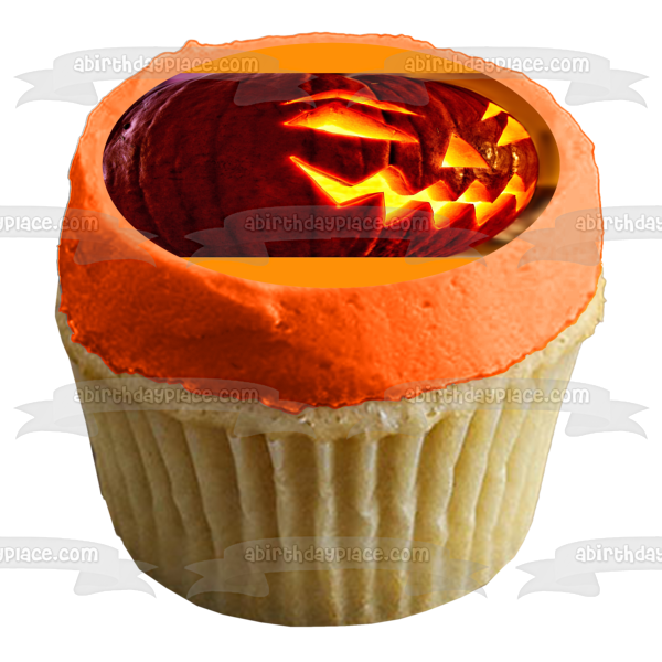 Scary Jack-O-Lantern Halloween Pumpkin Edible Cake Topper Image ABPID52625 Sale