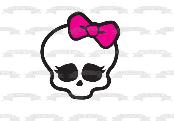 Monster High Skull Pink Bow Pretty Edible Cake Topper Image ABPID52761 on Sale