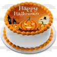 Happy Halloween Flying Witch on a Broomstick Scary Jack-O-Lanterns Edible Cake Topper Image ABPID52672 For Cheap