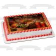 Happy Thanksgiving Pumpkin Apples Fall Colored Leaves Candles Corn Cobs Edible Cake Topper Image ABPID52717 Supply