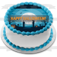 Happy Halloween Scary Jack-O-Lanterns Graveyard Scene Edible Cake Topper Image ABPID52686 on Sale