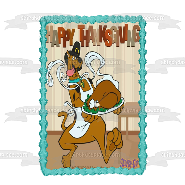 Scooby-Doo Happy Thanksgiving Scooby-Doo Dressed As a Pilgrim Turkey Edible Cake Topper Image ABPID52724 For Sale