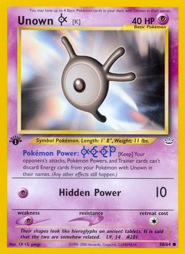 Unown [K] (58 64) [Neo Revelation 1st Edition] on Sale