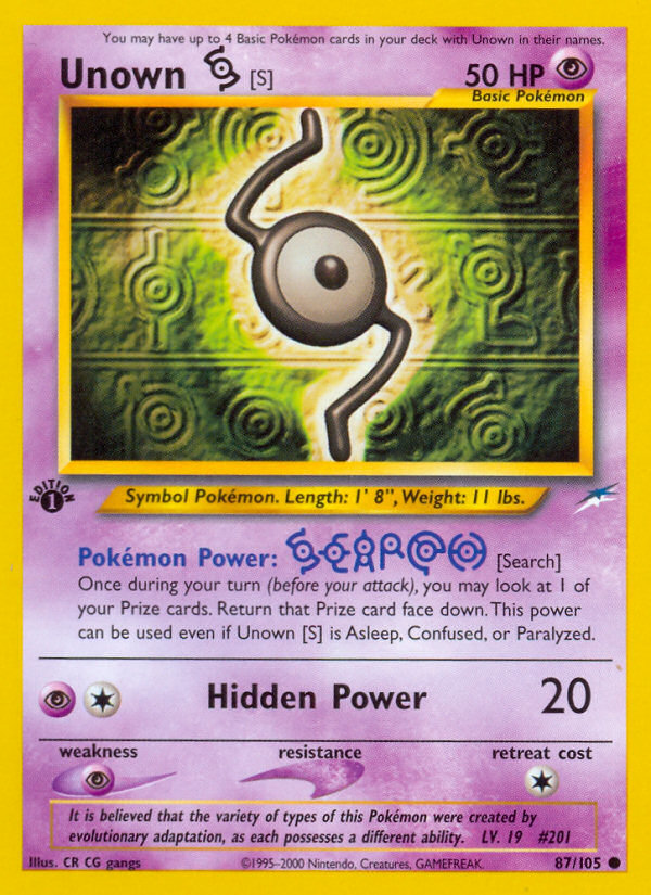 Unown [S] (87 105) [Neo Destiny 1st Edition] Online now