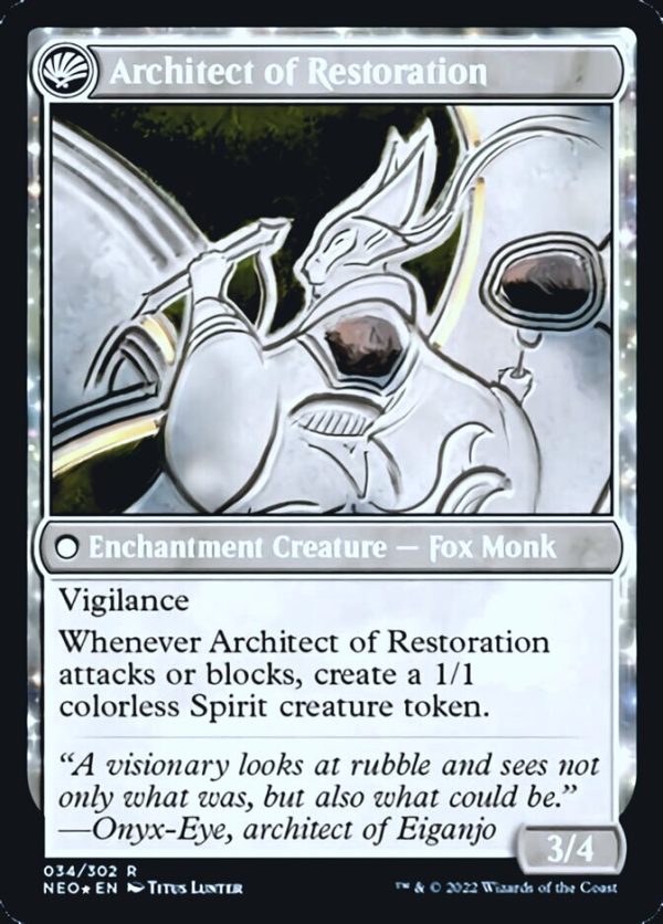 The Restoration of Eiganjo    Architect of Restoration [Kamigawa: Neon Dynasty Prerelease Promos] For Cheap