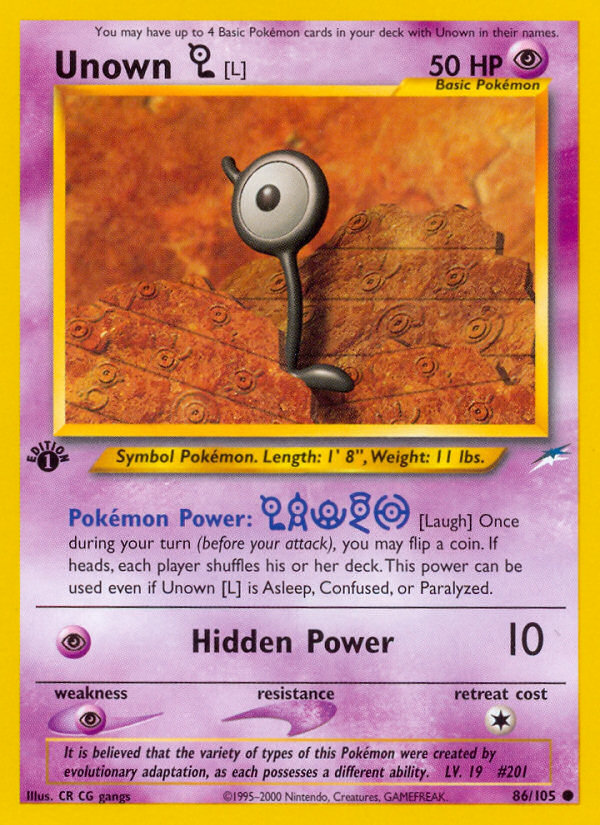 Unown [L] (86 105) [Neo Destiny 1st Edition] For Sale