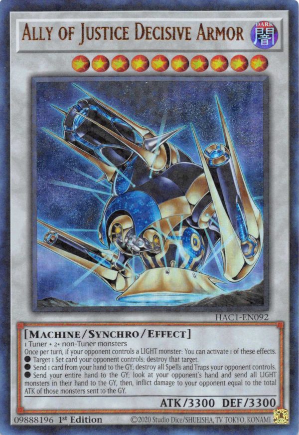 Ally of Justice Decisive Armor (Duel Terminal) [HAC1-EN092] Parallel Rare Hot on Sale