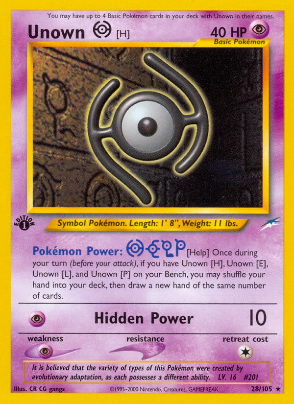 Unown [H] (28 105) [Neo Destiny 1st Edition] Sale