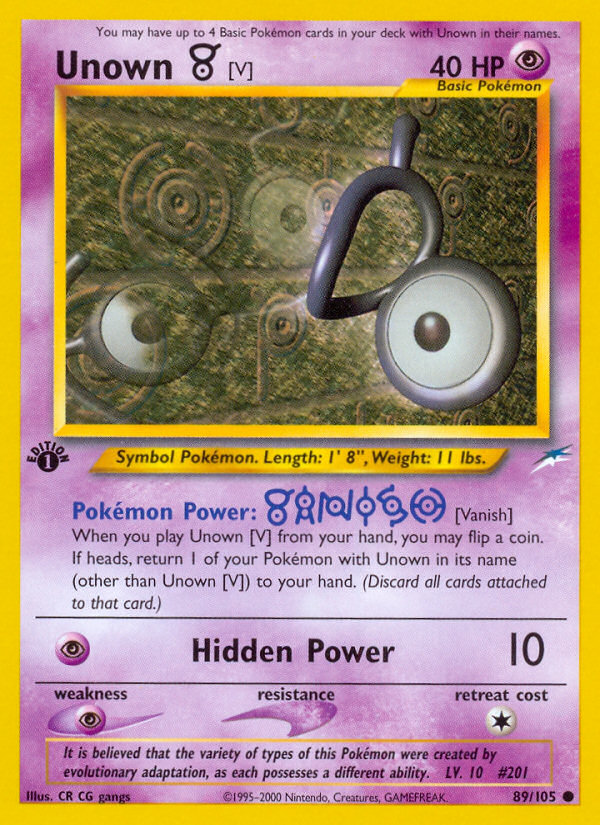 Unown [V] (89 105) [Neo Destiny 1st Edition] For Sale