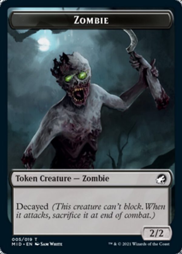 Zombie (005)    Wrenn and Seven Emblem Double-sided Token [Innistrad: Midnight Hunt Tokens] Hot on Sale