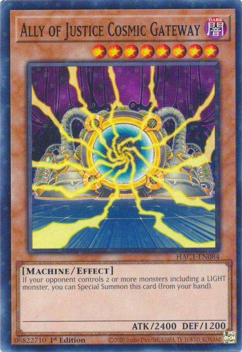 Ally of Justice Cosmic Gateway (Duel Terminal) [HAC1-EN084] Parallel Rare Cheap